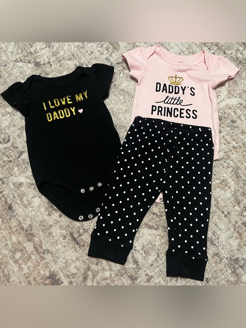 Daddy's Little Princess Pink & Black Baby One-Piece Set
